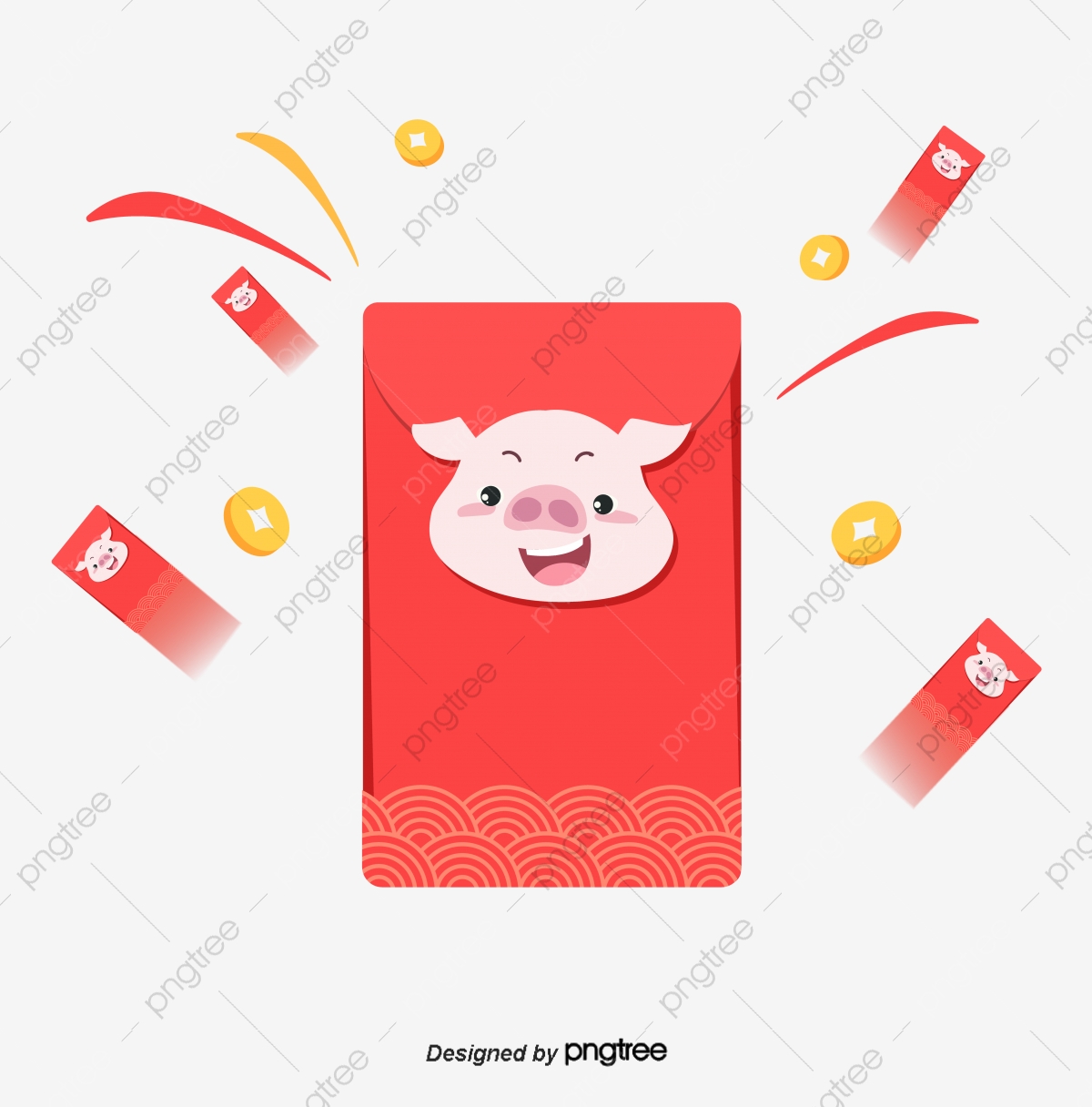 Cartoon Happy Pig Red Bag Let Red Bag Fly Hand Drawn Vector 1200x1216 Cartoon Happy Pig Red Bag Let Red Bag Fly Hand Drawn Vector