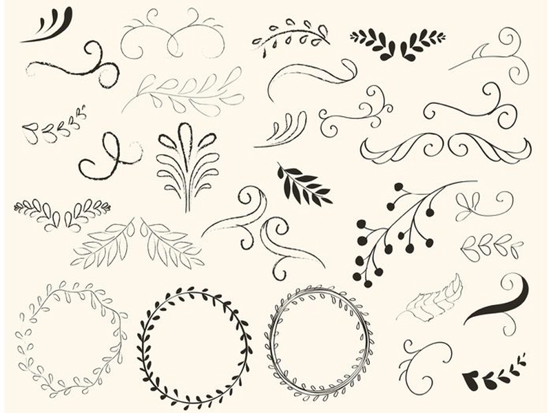 800x600 Hand Drawn Swirls And Wreath Free Vector