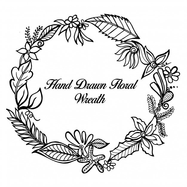 626x626 Hand Drawn Floral Wreath Vector Free Download