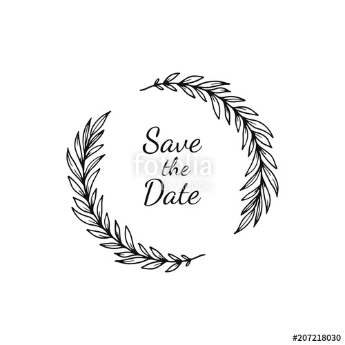 500x500 Hand Drawn Floral Wreath Vector Frame For Wedding Invitations