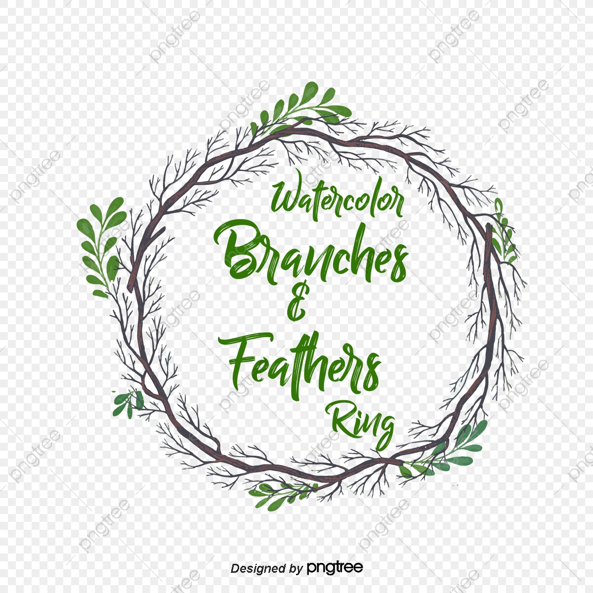 1200x1200 Purple Feathers Branches Wreaths, Vector Png, Hand Painted