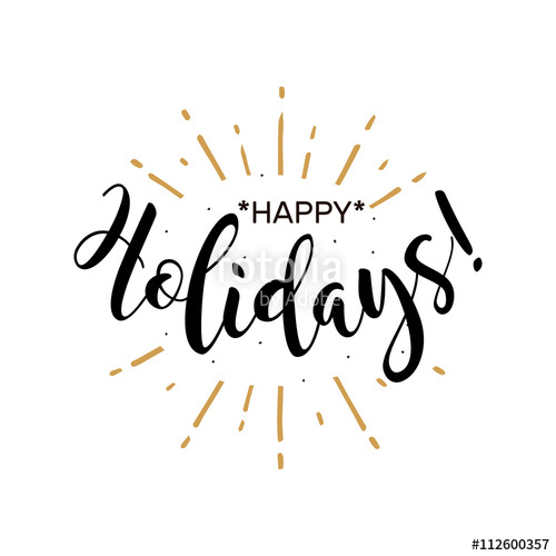 500x500 Happy Holidays Beautiful Greeting Card Calligraphy Black Text
