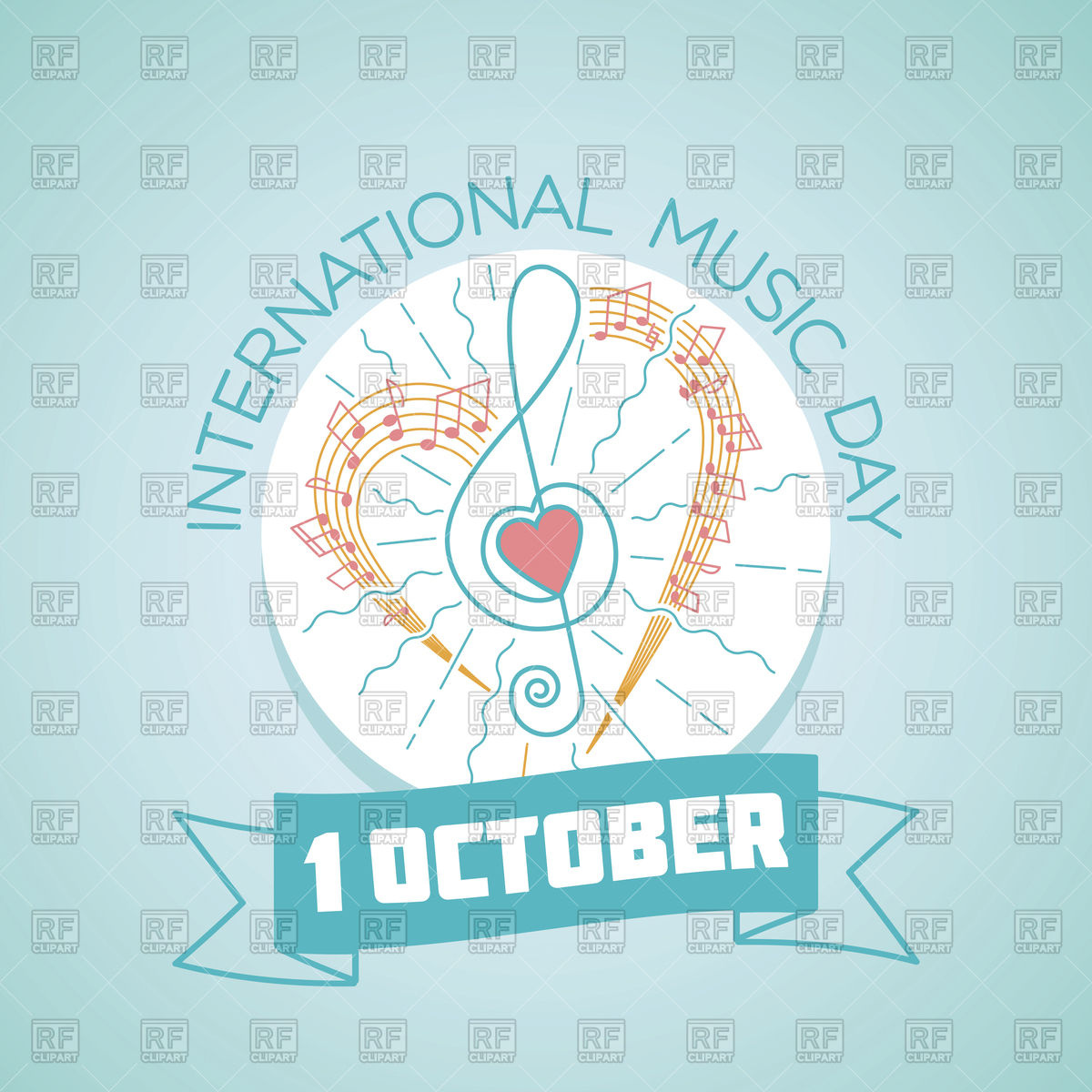 1200x1200 International Music Day Greeting Card With Treble Clef