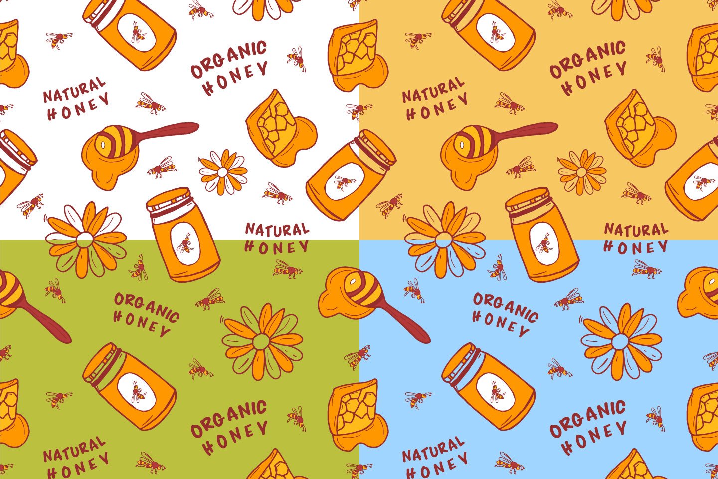 1440x960 Honey Vector Free Seamless Pattern