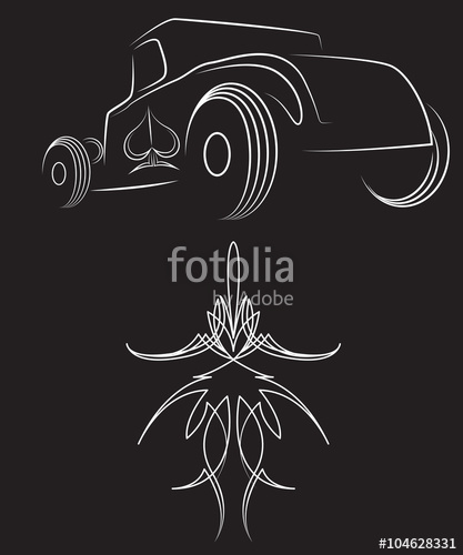 417x500 Hot Rod Retro Car Pinstripes Beautiful Pinstripe Vector