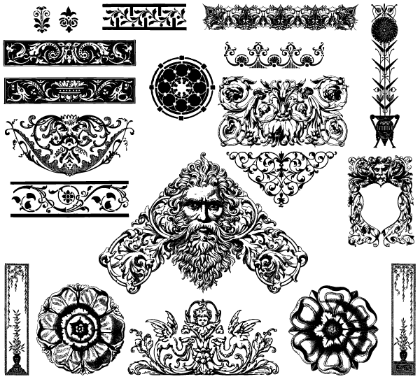 600x542 Victorian Ornaments Free Illustrator Vector Pack Download Free