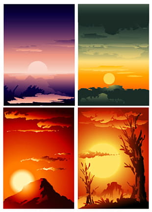 310x432 Free Keyword Vector Trees Sunset Landscape Mountains Clouds Ltimg