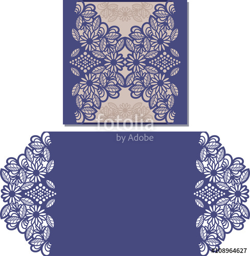 489x500 Paper Cut Out Card Laser Cut Pattern For Invitation Card