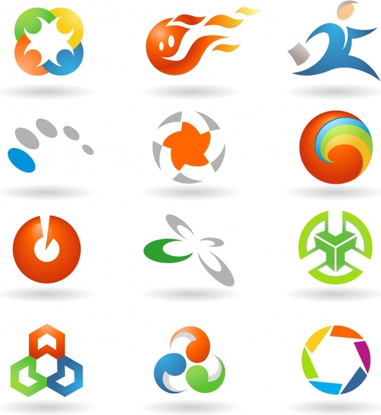 552x600 Logotypes Collection Colorful Flat Shapes Ornament Free Vector