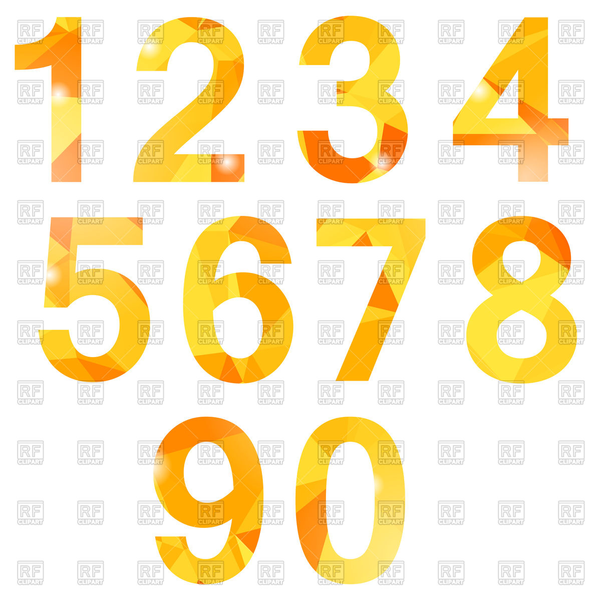 1200x1200 Orange Polygonal Numbers Vector Image Of Design Elements