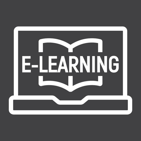 450x450 E Learning Line Icon, Education And Online, Vector Graphics