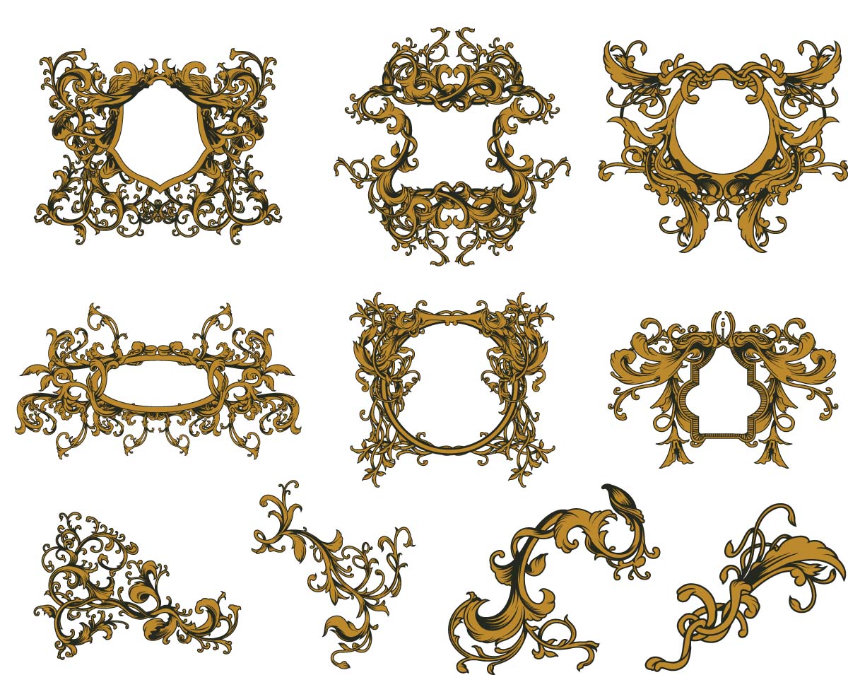 Golden Vintage Ornate Frames Set Vector Free Download 1200x955 Golden Vintage Ornate Frames Set Vector Free Download