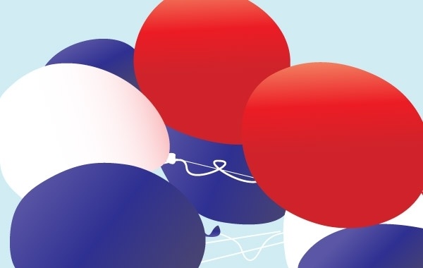 600x380 Red, White And Blue Patriotic Balloons Vector Free Vector