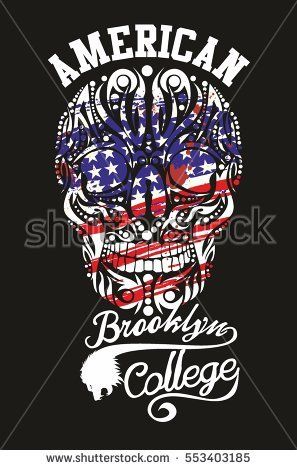 297x470 American Flag Tattoo Tribal Skull Graphic Design Vector Art