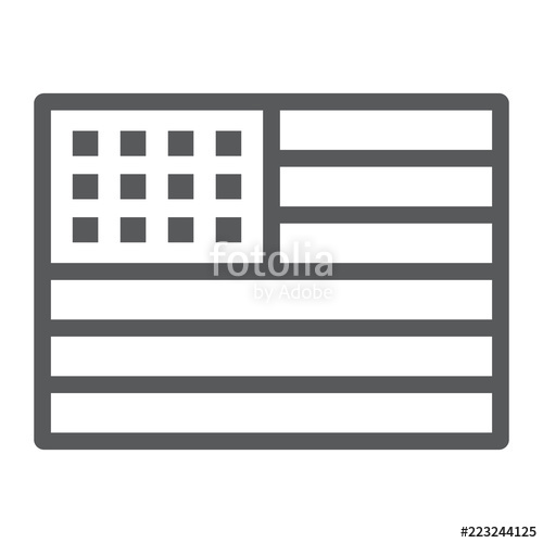 500x500 American Flag Line Icon, Usa And National, Patriotic Sign, Vector