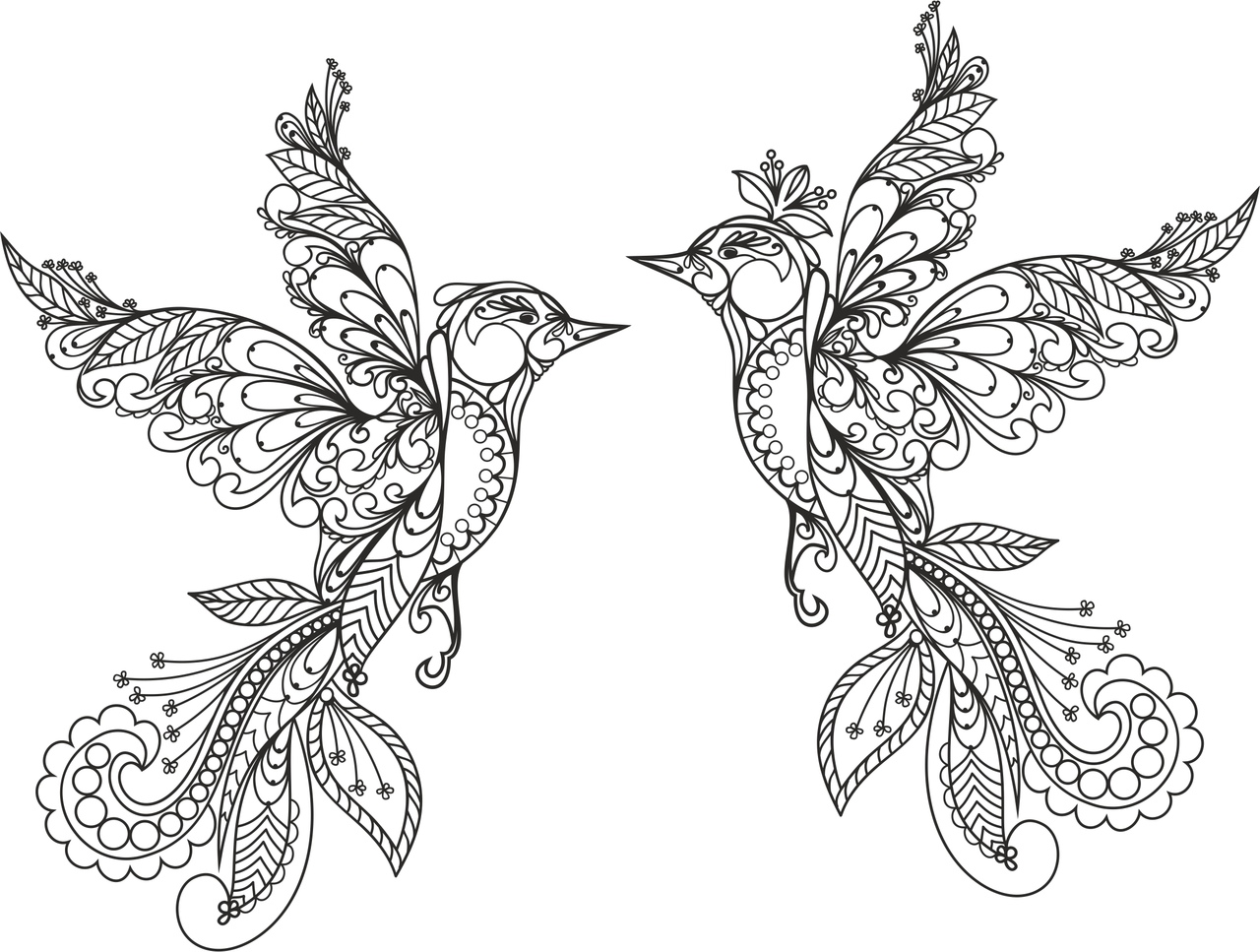1280x967 Ornament Birds Vector Free Vector Download In Cdr