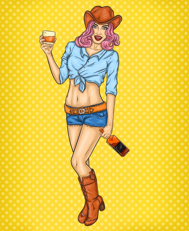 626x765 Pop Art Pin Up Illustration Of A Rodeo Girl Vector Free Download