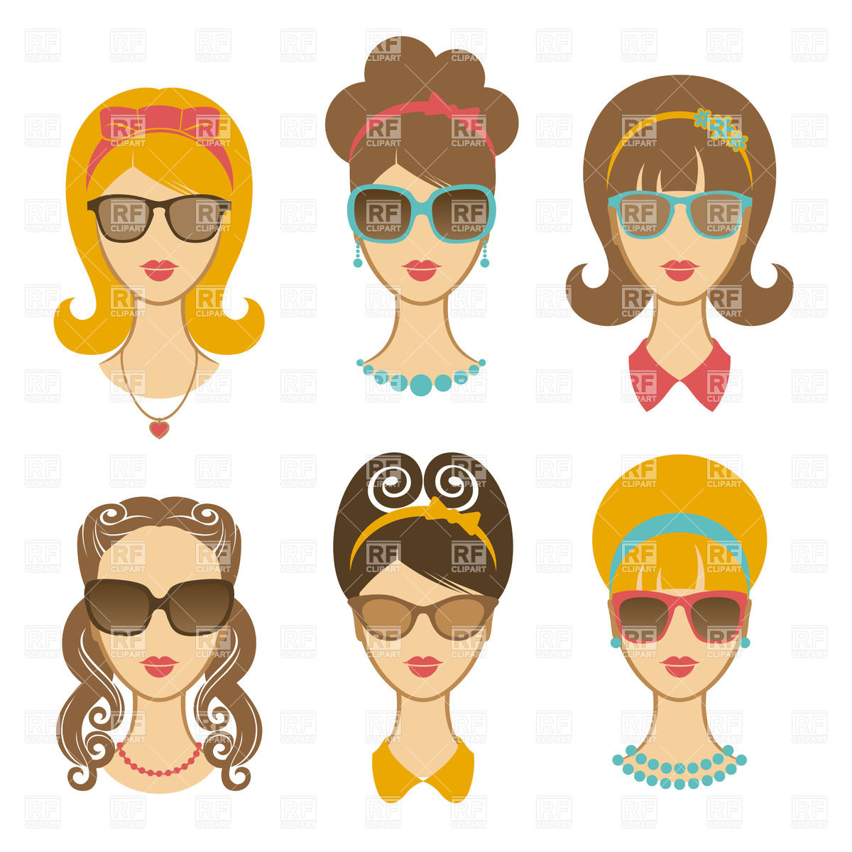 1200x1200 Portrait Of A Girl With Pin Up Hairstyle Vector Image Of People