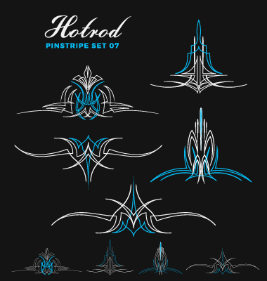 380x400 Hotrod Pinstripe Vector Illustration Set Free Download