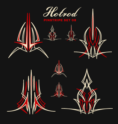 380x400 Hotrod Pinstripe Vector Illustration Set Free Download
