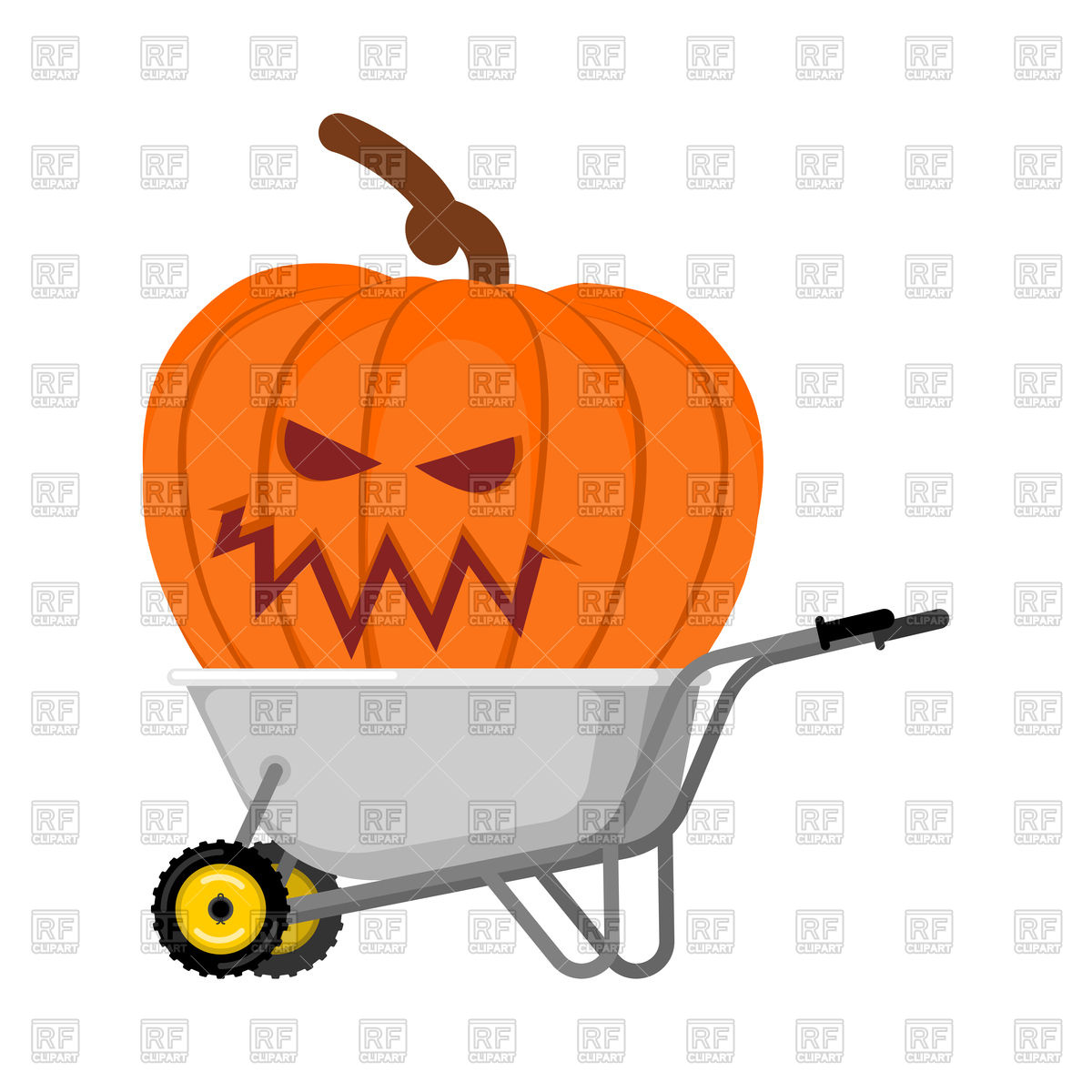 1200x1200 Wheelbarrow With Big Halloween Pumpkin Vector Image Of Food