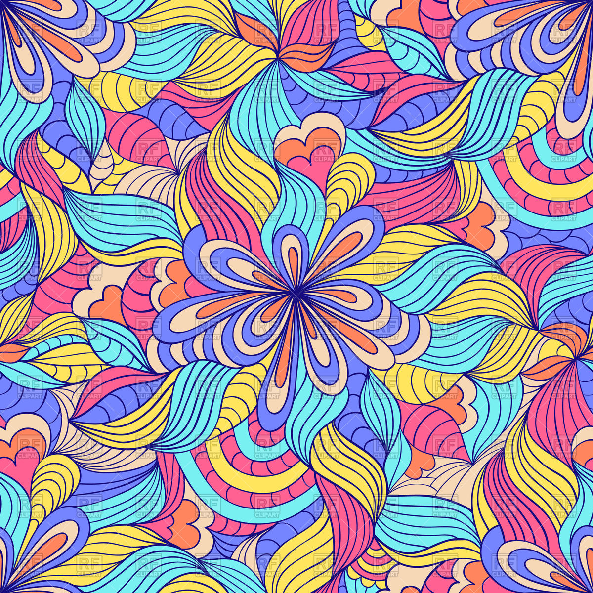 Colorful Abstract Seamless Psychedelic Pattern Vector Image 1200x1200 Colorful Abstract Seamless Psychedelic Pattern Vector Image