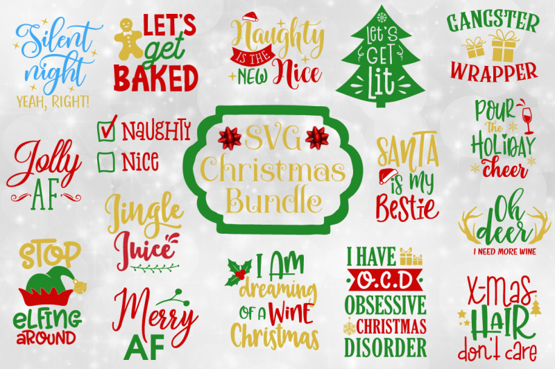 800x532 Funny Christmas Quotes Bundle Dxf, Png Scalable Vector