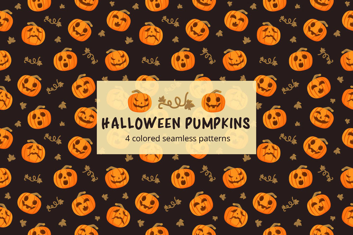 1200x800 Free Halloween Pumpkins Vector Seamless Pattern