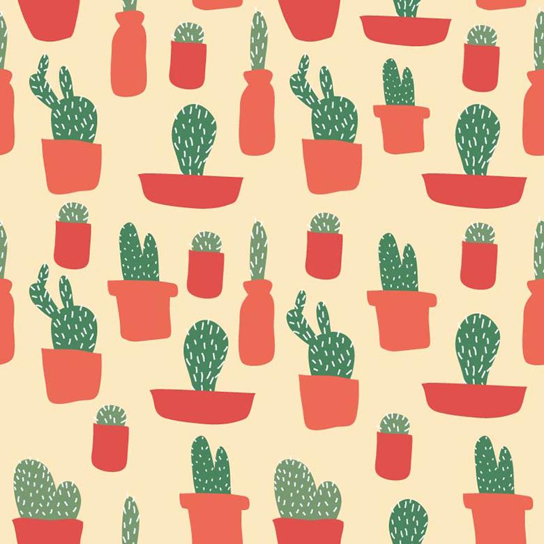 780x780 Seamless Cactus Vector Pattern