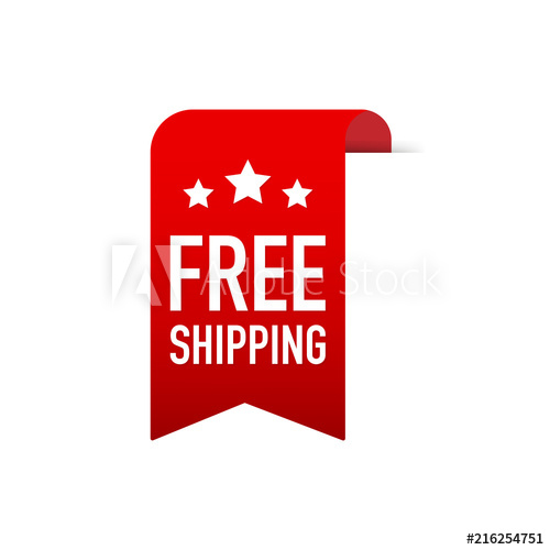 500x500 Free Shipping Red Label Icon Vector Design Vector Illustration