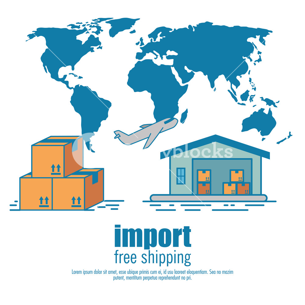 1000x1000 Import Free Shipping Set Icons Vector Illustration Design Royalty