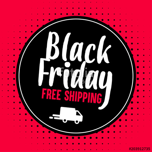 500x500 Black Friday Promotional Banner Free Shipping Vector