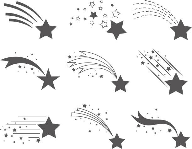 612x475 Shooting Stars With Tails Icons Vector Art Illustration Art