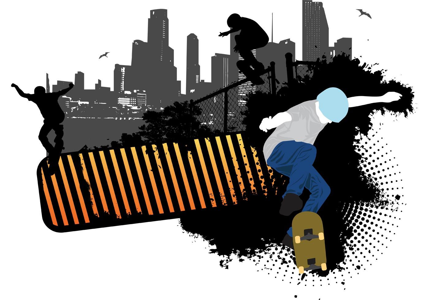 1400x980 Skateboard Free Vector Art