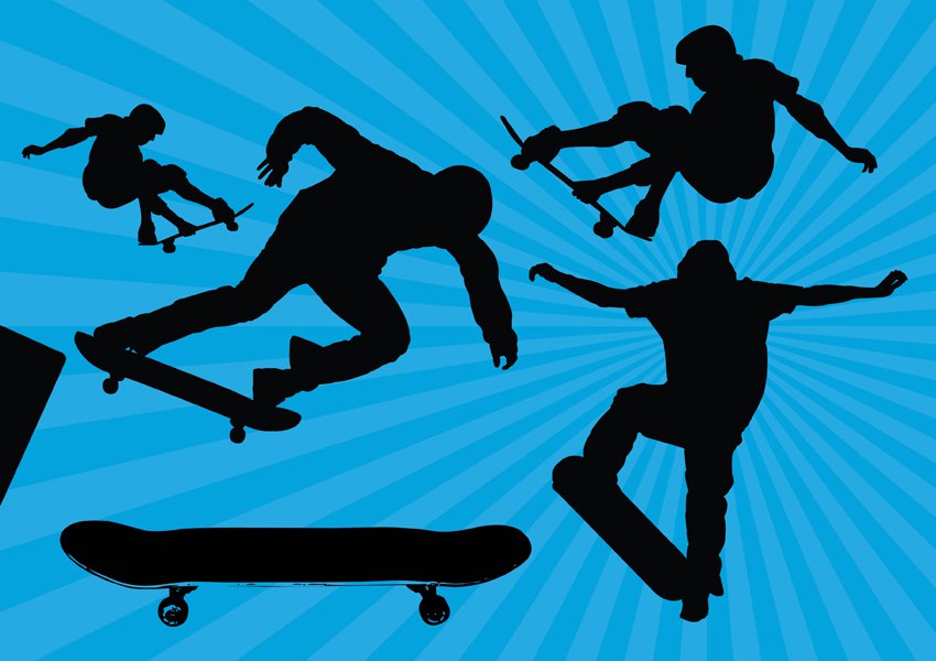 850x600 Skateboard Silhouette Vectors Vector Art Graphics