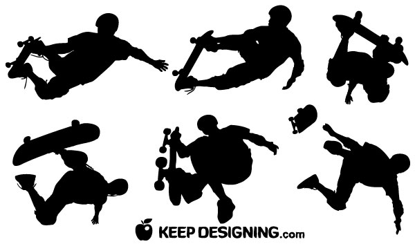 600x353 Skateboard Vector Silhouettes Download Free Vector Art Free