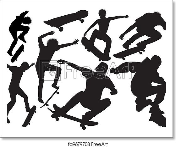 560x470 Free Art Print Of Collection Of Skateboard Vector Set