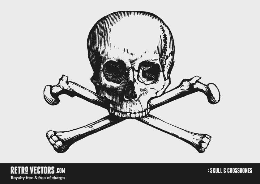 Skull Cross Bones Free Retro Vectors 841x596 Skull Cross Bones Free Retro Vectors