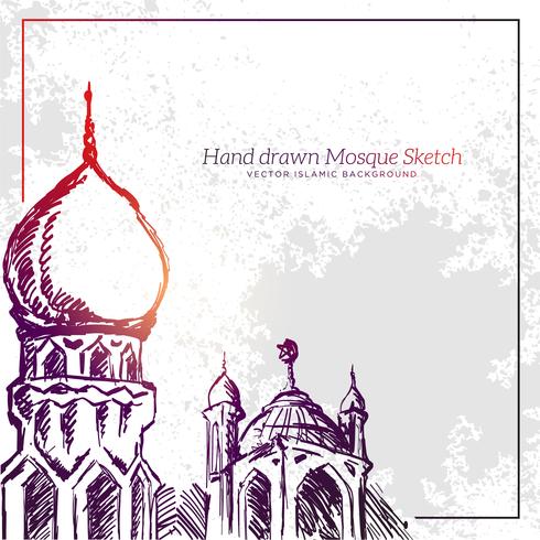490x490 Hand Drawn Mosque Sketch Illustration Vector Islamic Grunge