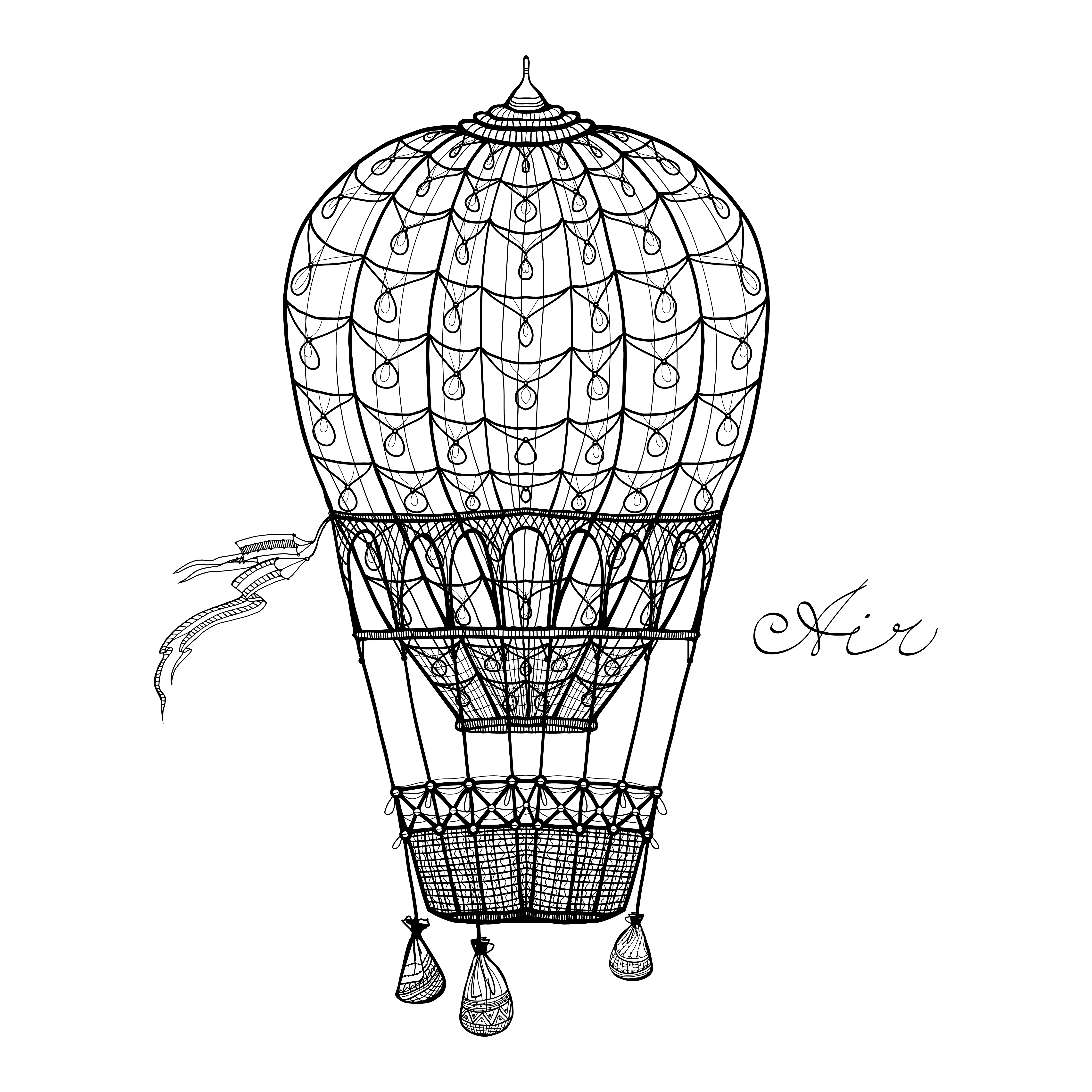 4500x4500 Coloring Pages Hot Air Balloon Free Vector Art Stock Graphics