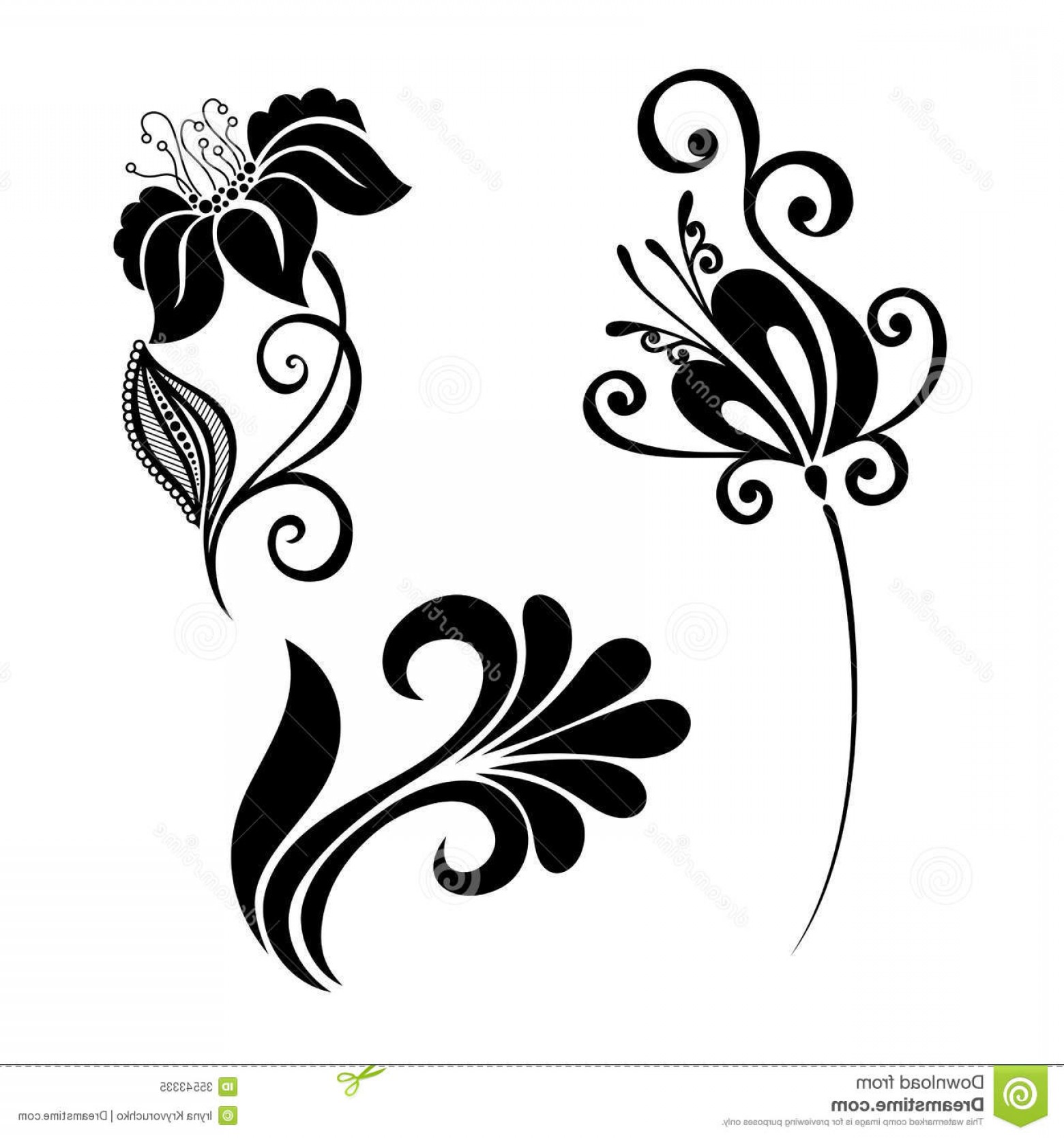 1560x1668 Royalty Free Stock Photo Set Beautiful Deco Flowers Vector