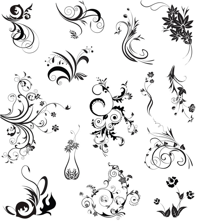 800x900 Floral Swirl Ornaments Vector Free Stock Vector Art