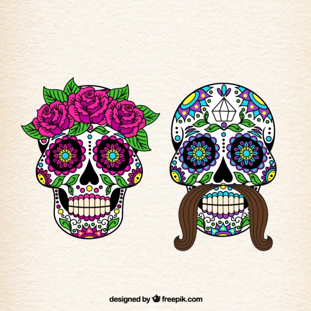 Female And Male Sugar Skulls Vector Free Download 626x626 Female And Male Sugar Skulls Vector Free Download