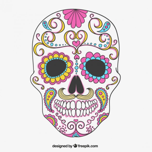 Colorful Sugar Skull Vector Free Download 626x626 Colorful Sugar Skull Vector Free Download