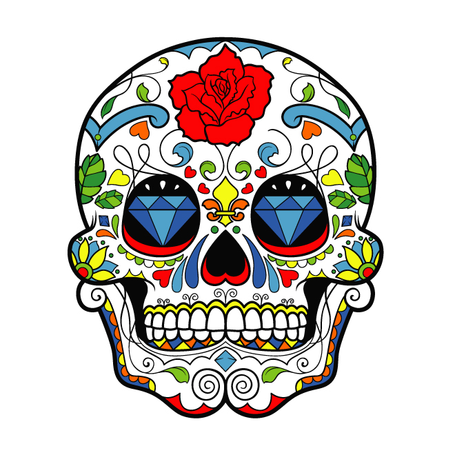 Floral Sugar Skull Free Vector 660x660 Floral Sugar Skull Free Vector