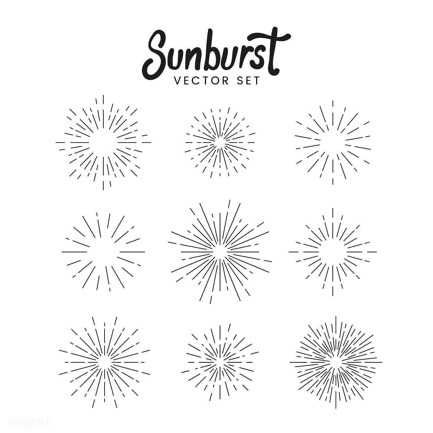 1400x1400 Sunburst Vector Set On White Free Image