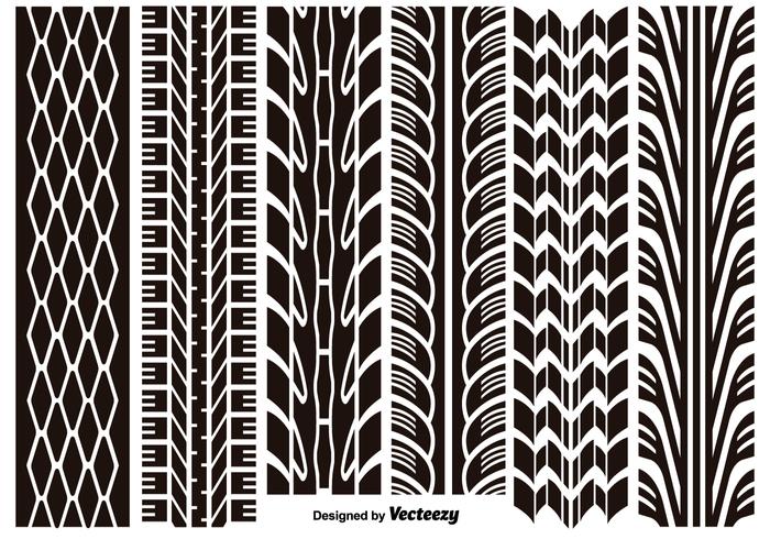 700x490 Set Of Six Vector Car Tire Track Isolated On White