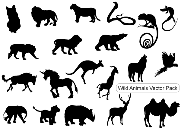 600x425 Free Wild Animals Silhouettes Free Vector Pack Files, Vectors