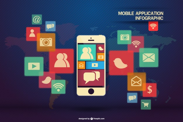 Infographic Template Mobile Application Free Vector 626x417 Infographic Template Mobile Application Free Vector