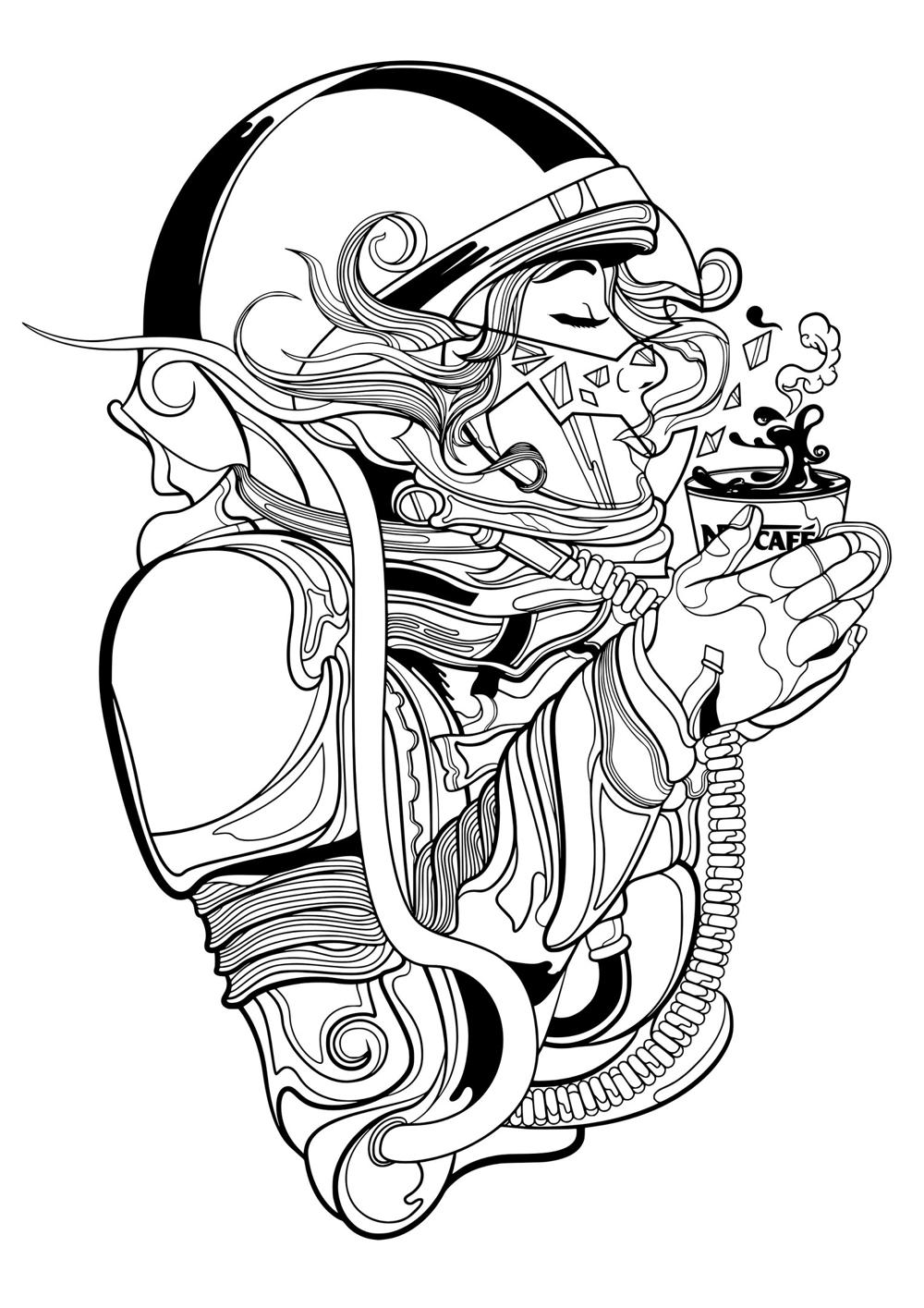 1000x1415 Space Cafe Vector Art Free Vector Cdr Download